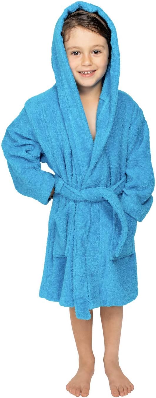 Organic Kids Robe - GOTS Certified Organic Turkish Cotton Unisex Hooded Bathrobe for Boys - Girls, Made in Turkey