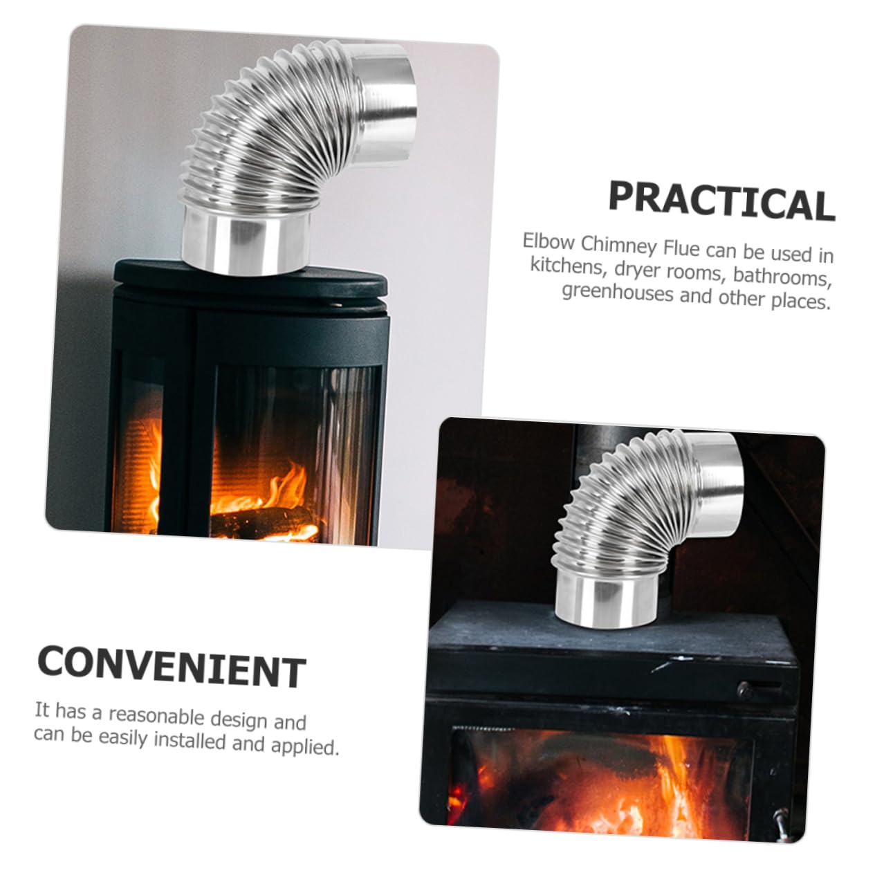 Metallixity 90° Stove Pipe Elbow – 2.95 Inch Stainless Steel Chimney Flue Extension
