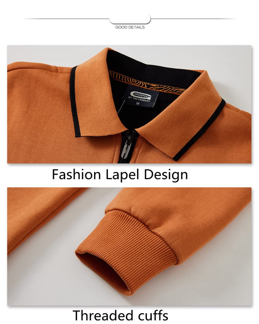 Plus Size 6XL Polo Uomo Maniche Lunghe,T-Shirt Lavoro Casual in Cotone con Ricamo,Felpa Pullover con Risvolto con Cerniera Autunnale