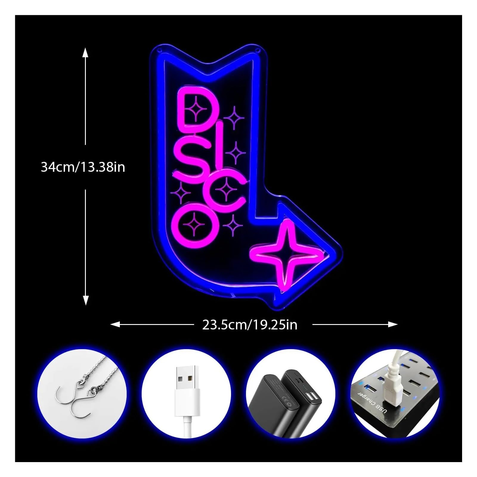Wiszące neony artystyczne DISCO Muzyka Neon Znak Zasilany Przez USB Ściemnialne Światło LED Do Baru Muzycznego Studio Sypialnia Impreza Klub Dekoracja Klubu Nocnego 34cmx23.5cm