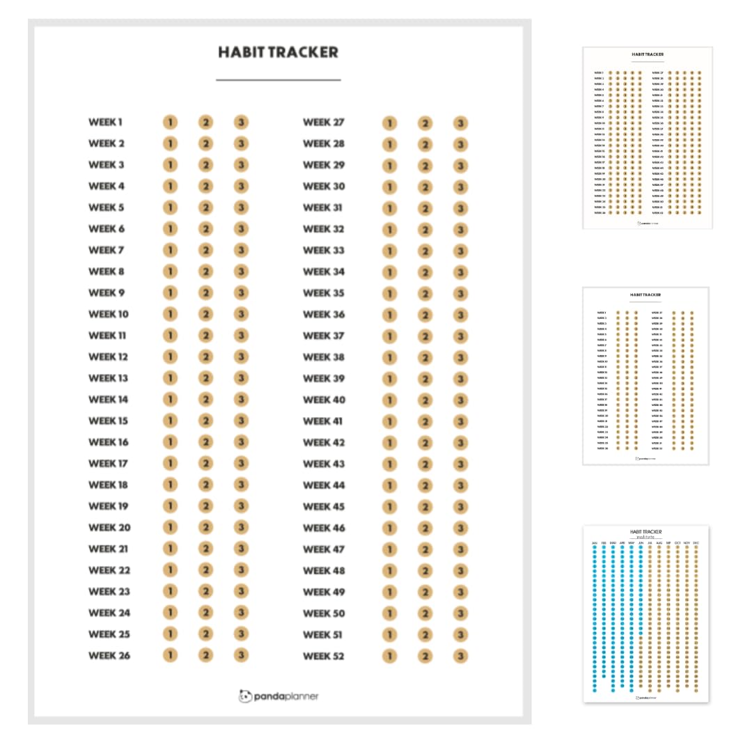 Panda Planner Habit Tracker Calendar – Scratch Off 3 Habits Weekly – Achieve Your Goals with a Focus on Self-Care, Fitness & Wellness – Weekly Habit Tracker Journal for a Balanced Life – 16.5” x 24