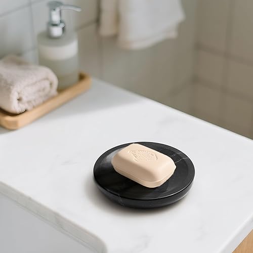 Miniatura 2 de WORHE Jabonera de mármol natural verdadero para baño, bañera, ducha, fregadero de cocina, artesanía, mármol Nero Marquina, regalo para Navidad,