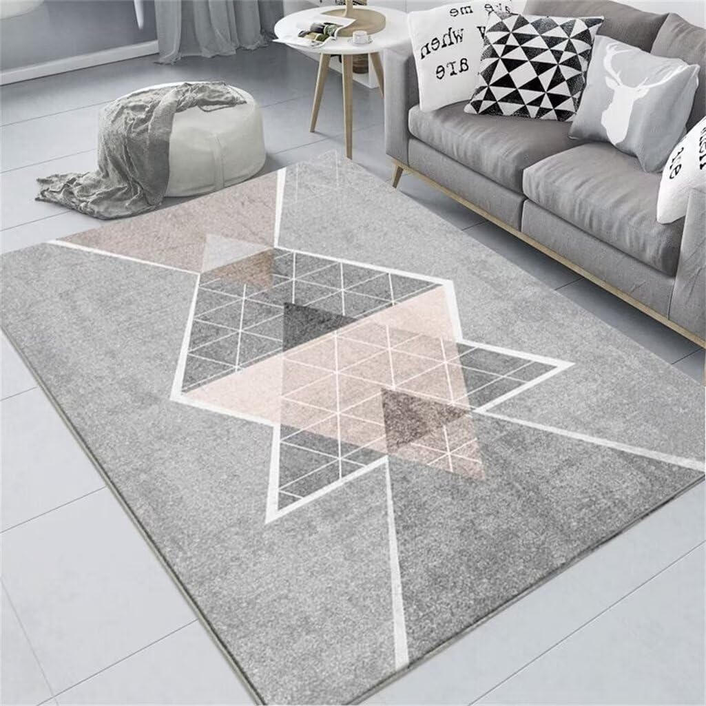 Tapis Bas en Molleton Tapis Poil Court Salon Tapis Gris Chambre Tapis Rectangulaire Décoration Couloir Moquette 200X300Cm 6Ft 6.7''X9Ft 10.1''