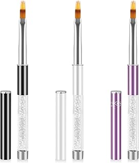 3pc Ombre Nail Brush for Nail Art Gradient Painting Includes Sponge Tips Gel Nails Brush Flat Brushes with Rhinestone Handle UV Gel Nails Drawing Pen Manicure Tools for Design