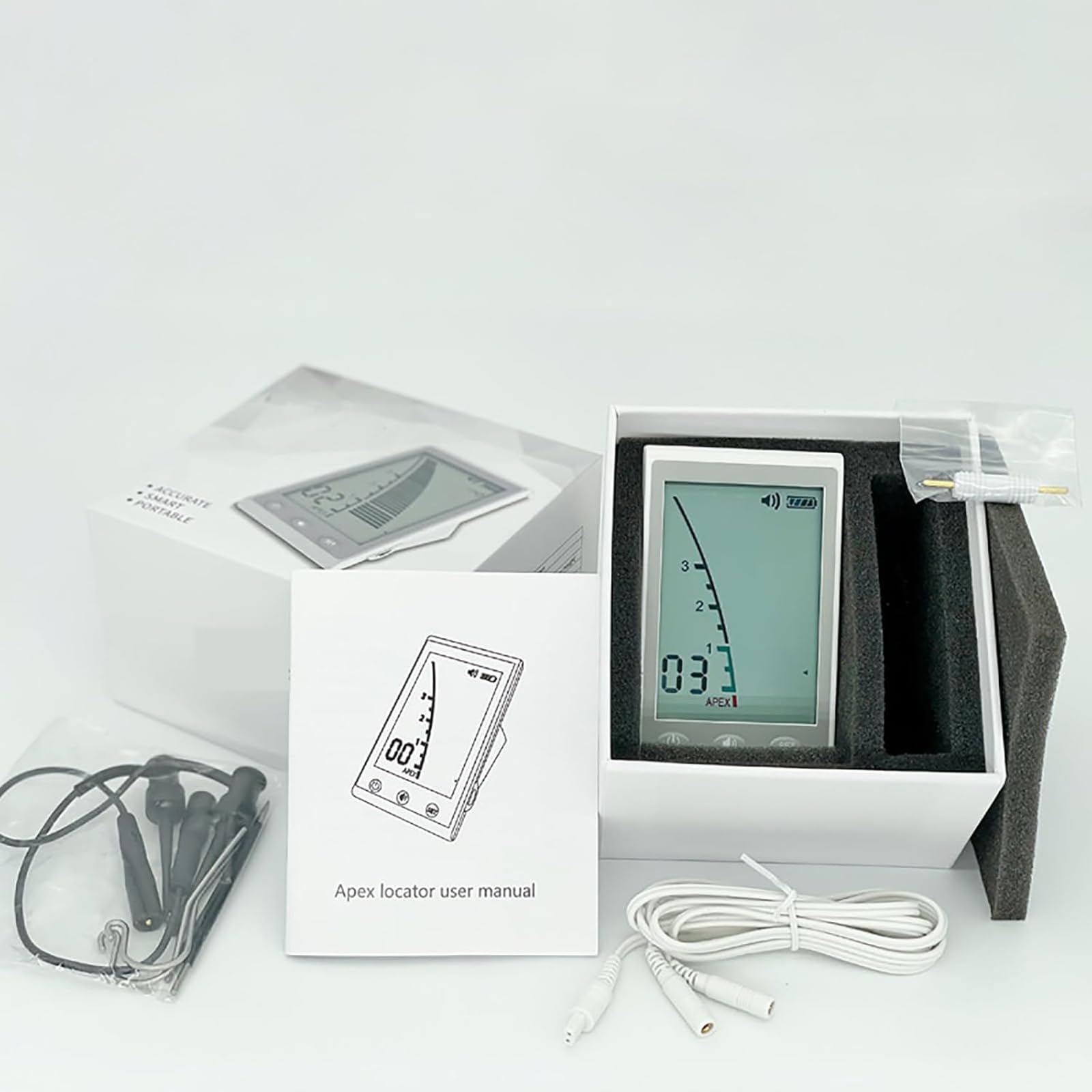 Locator de l'apex Dentaire, Instrument de Mesure de la Longueur du Canal racinaire avec Fonction d'alarme, 3,7 "LCD Root Canal Finder for Hospital Clinic Dental Laboratories
