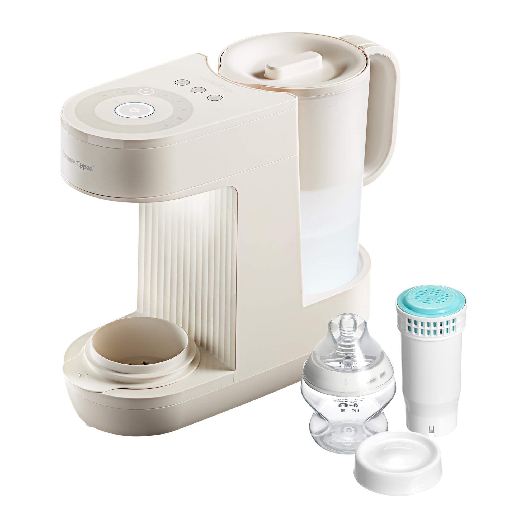 Tommee Tippee Perfect Prep Machine, Baby Bottle Formula Feed Maker with Antibacterial Water Filter, App Support, Day & Night Feed-Friendly Features, Chalk