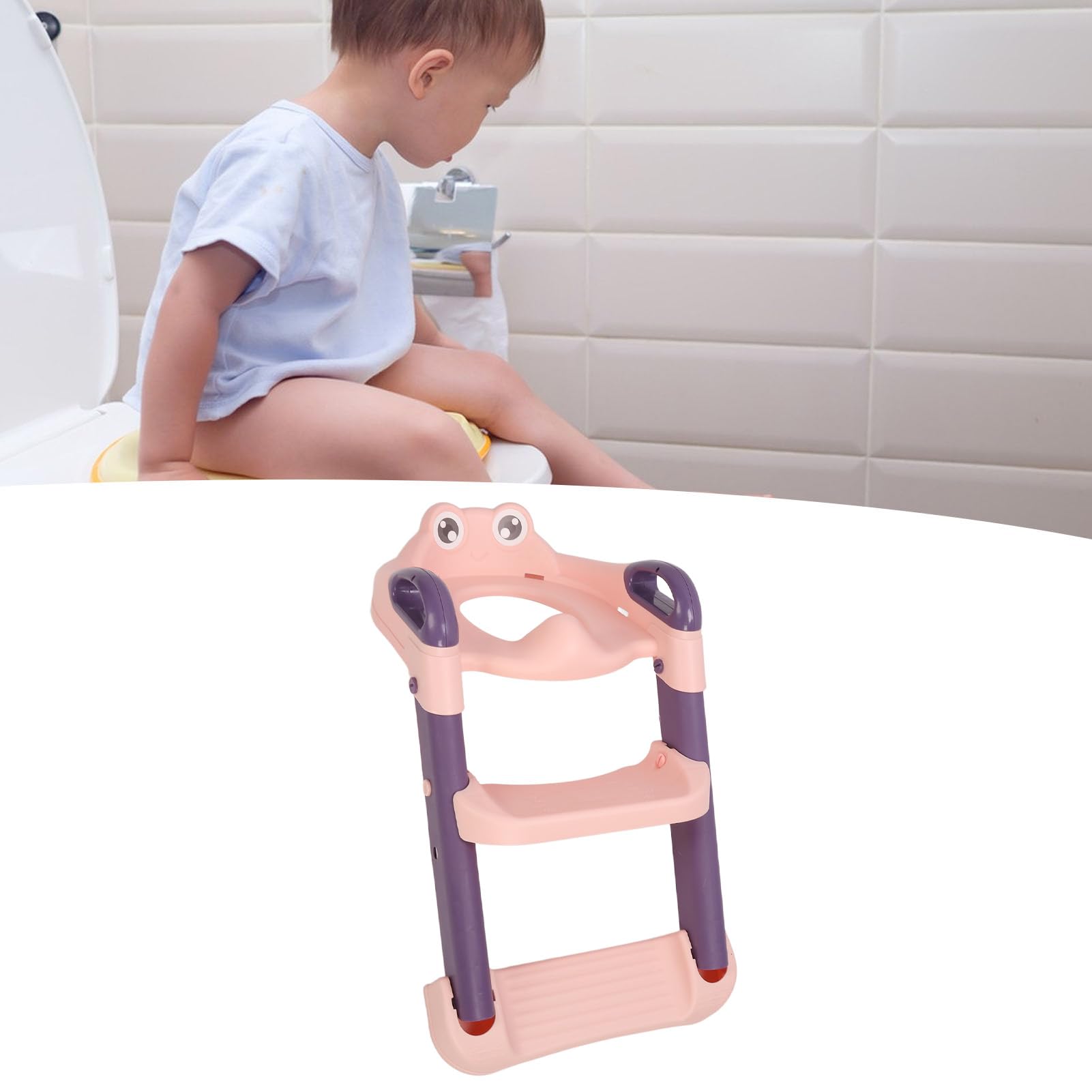 Seggiolino per Toilette Vasino Wi Addestramento Vasino Sede della Scala del Bagno Regolabile Fumetto Pieghevole Sgabello da Vasino per Bambini Limone Giallo Offrire Scala da Bagno Vasino (limone