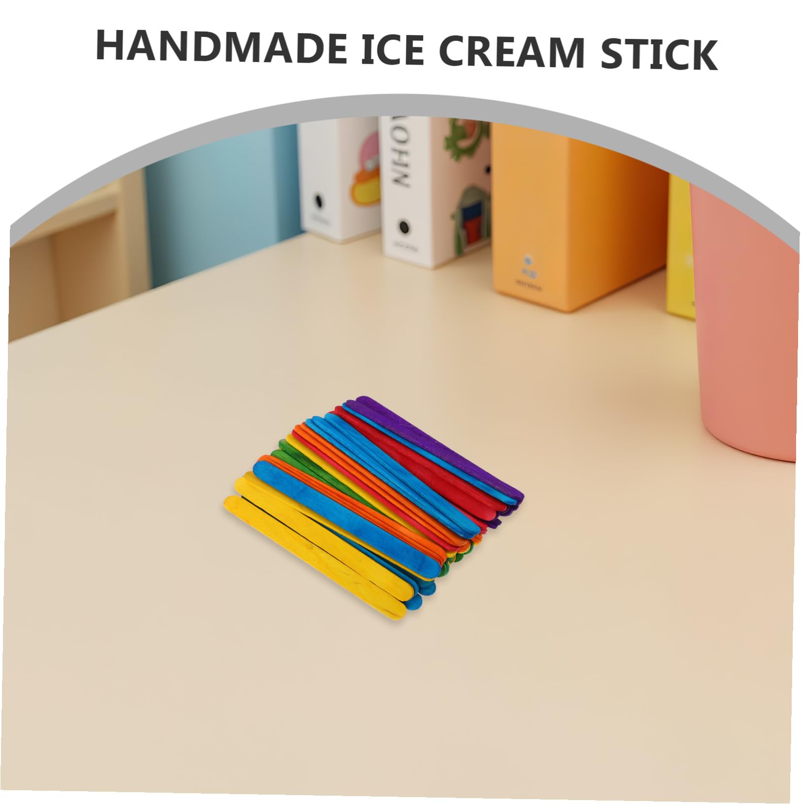 Palitos de Helado de Madera de Colores para Niños, 500 Piezas | Manualidades y Fiestas, Formato Jumbo 114x10x2mm, Uso Versátil Helado y Pastel