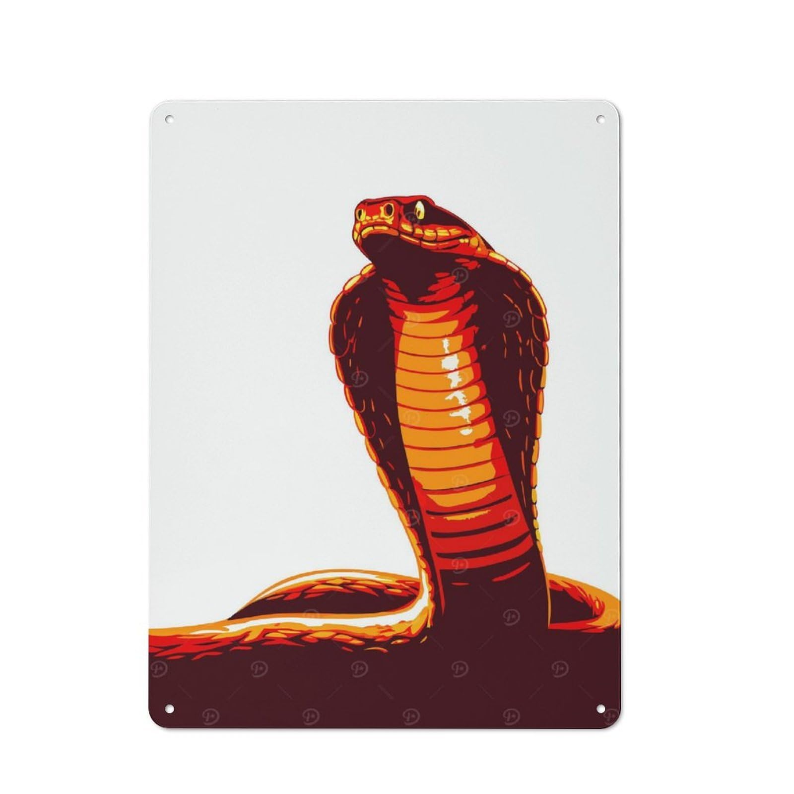 Junmoney Stylized Cobra Illustration On White Backgrou Metal Plaque 40X30cm With Nd For Garage Wall, Retro Decor, For Garage Decor Collectors Refreshing A Room In Autumn