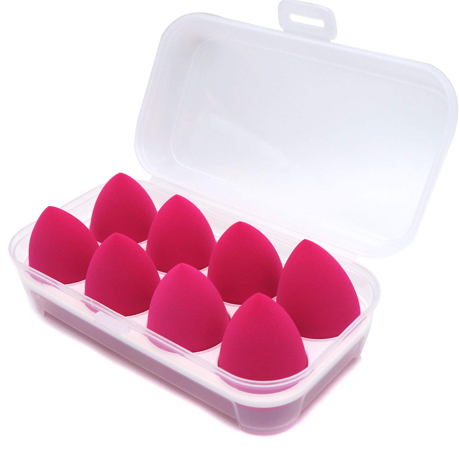 LOVCHU8 PCS Latex-free Professional Makeup Sponge Set Blender Beauty Foundation Blending Sponge with Transparent Receiving Box - Perfect for Liquid, Cream, Concealer and Powder (Rose Colour)