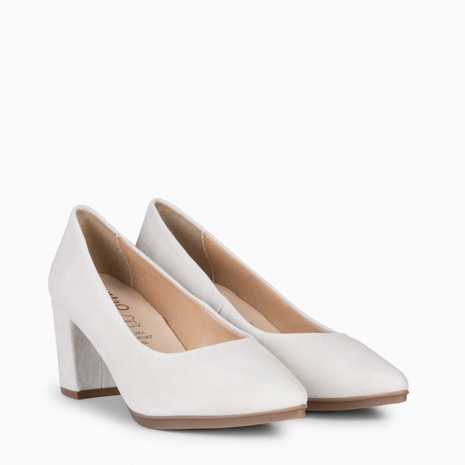 miMaO. Zapatos de Mujer tacón Ancho en Piel de Ante. Plantilla de Gel. Diseñado y Fabricado en España