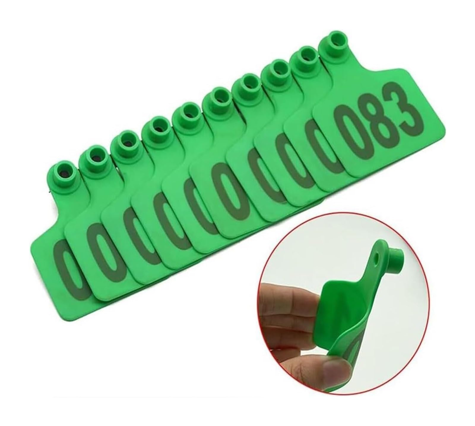 Kolczyki dla zwierząt gospodarskich z numerami 001-500 Wielokolorowe, wiele rozmiarów(Green 7.5 * 10cm,001 100)