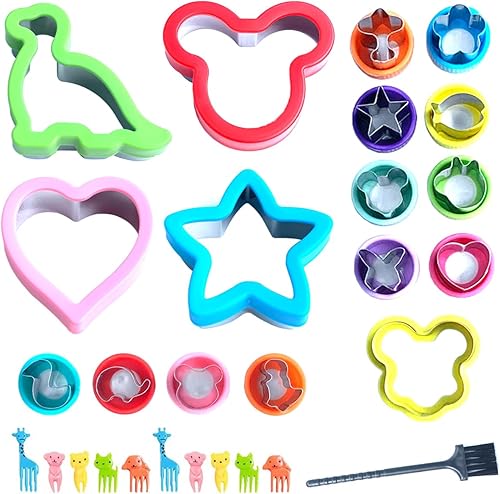 28 cortadores de galletas sándwich para niños con asa, grandes formas de dinosaurio, corazón, estrella, ratón, cortadores de fondant, 13 cortadores