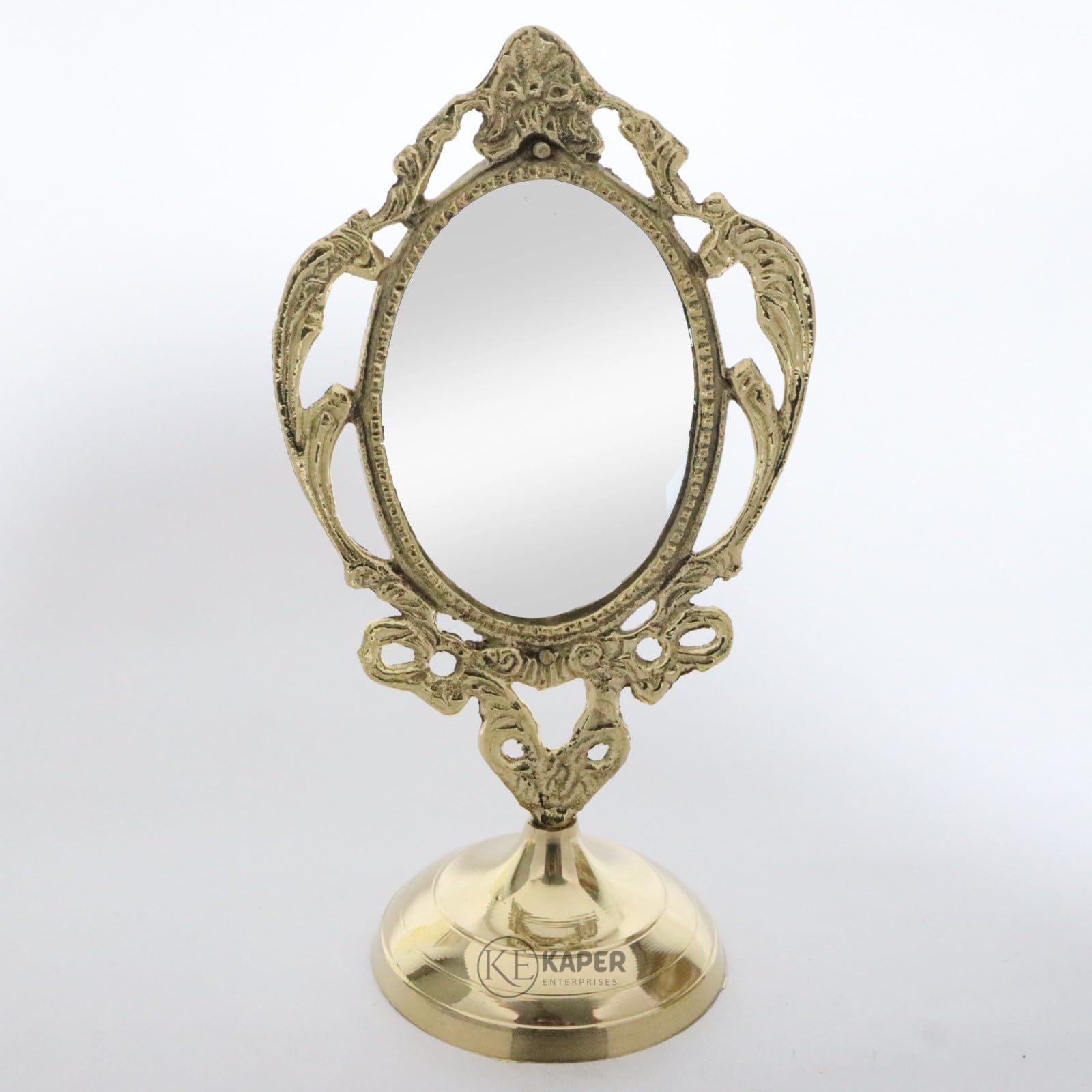 KAPER Decor Brass Table top Vintage Compact Vanity, Makeup Mirror Pure Brass Mirror for Personal Makeup Vanity Portable-Small-image-31