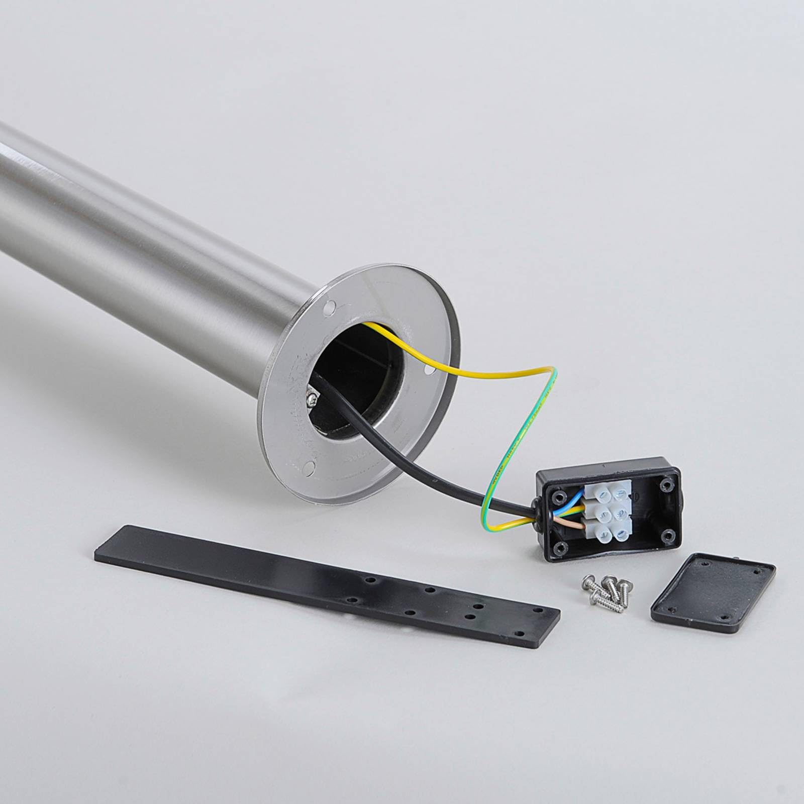 Lindby LED Lámpara para exterior Lanea (Moderno) en Gris hecho de Acero (1 llama, iluminación senderos, baliza farola