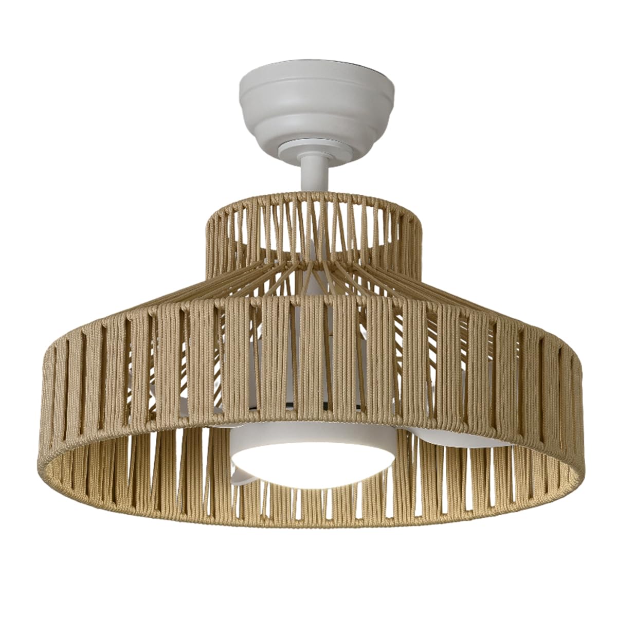 View 1 of ***FACTORY SEALED***Eamonex Boho Nylon Caged Mordern Ceiling Fans with Lights and Light Remote Control,Reversible 6 Speeds Flush Chandelier Fandelier for Bedroom, Nursery