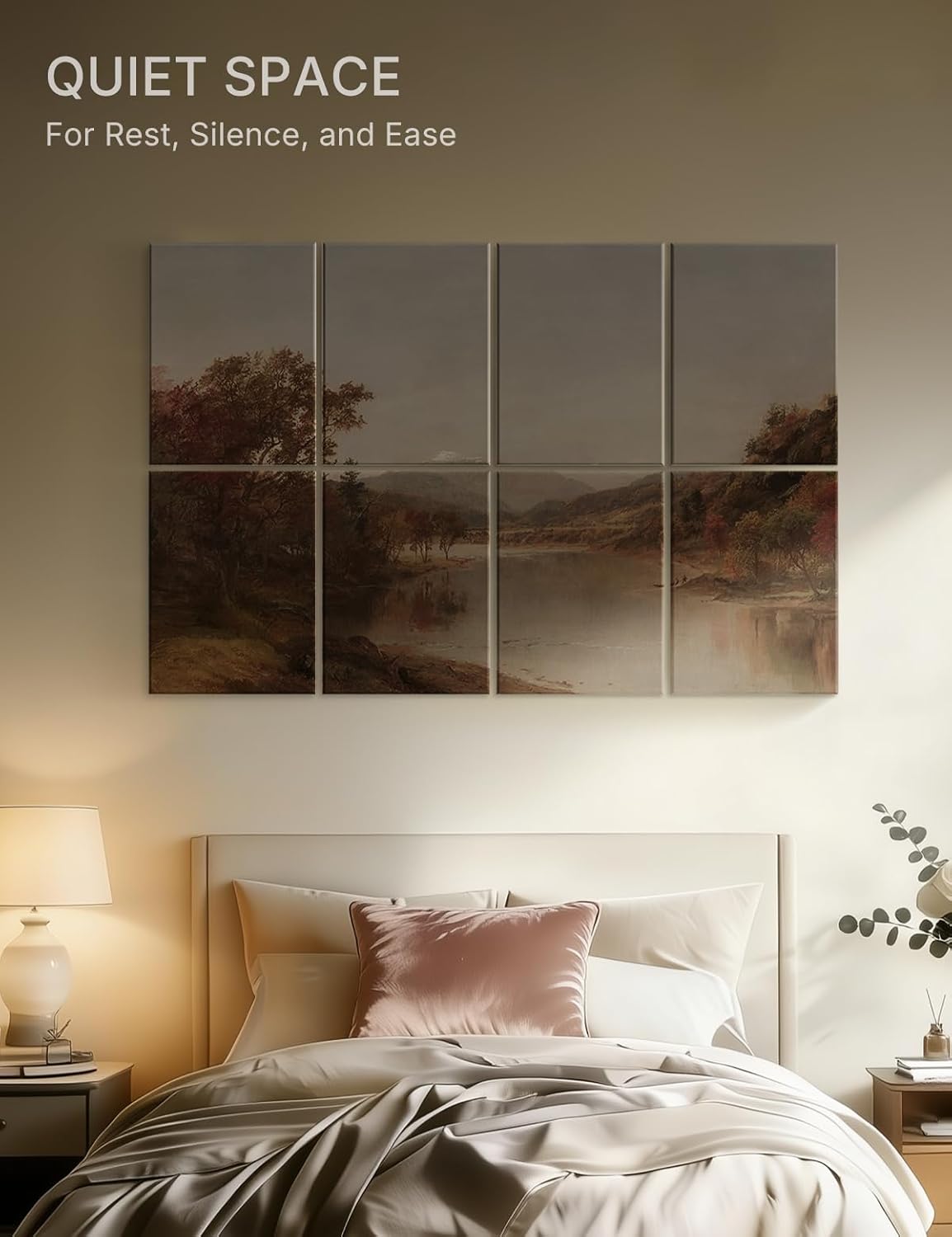 Wall Art Acoustic Panels,70''×47''Sound Absorbing Panels-8-Pack with 60 Adhesive Tabs, Decorative Sound Absorbing Panels for Living Room and Recording Studio, Offices-Mount Washington