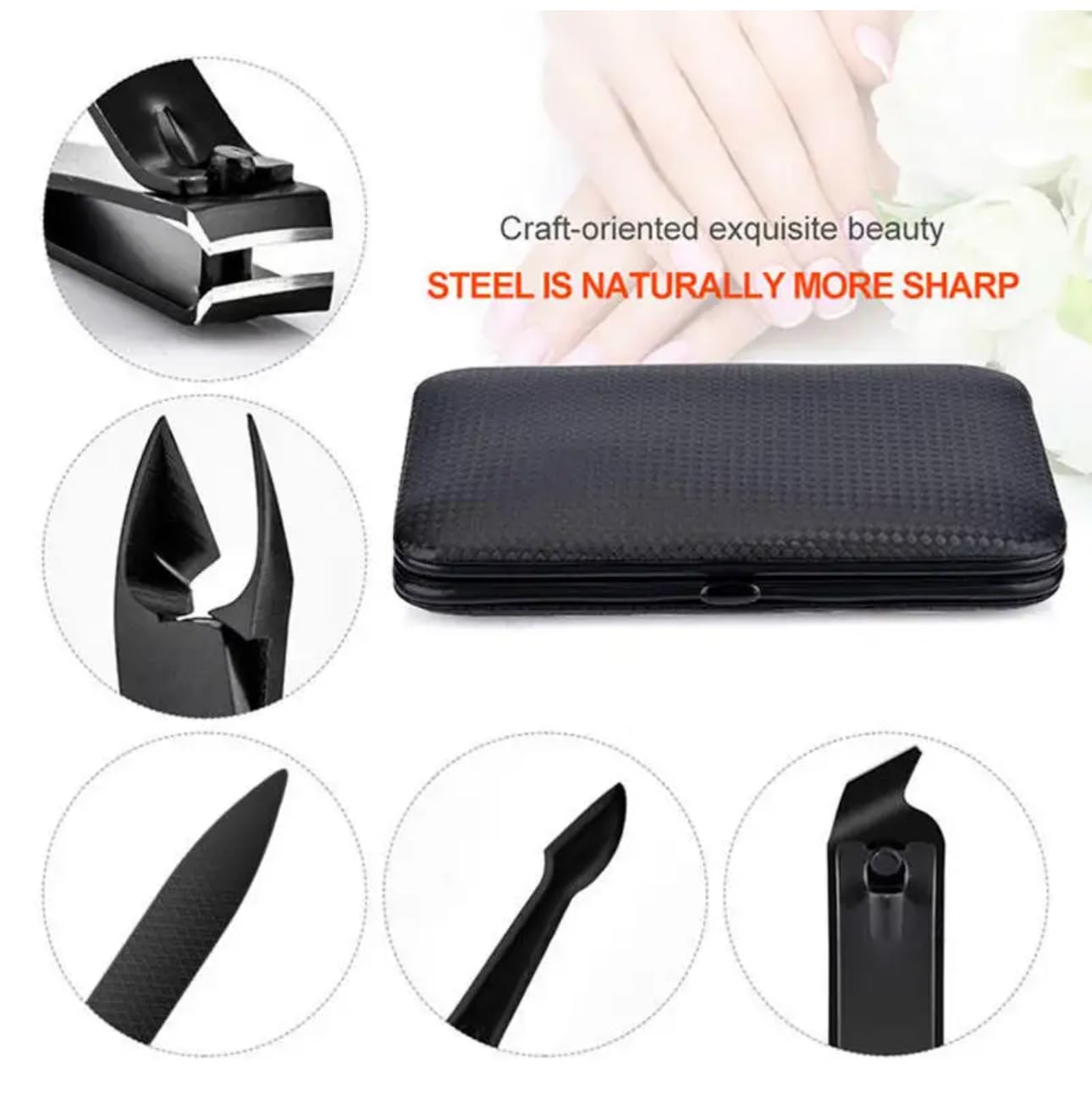 18-in-1 Manicure and Pedicure Kit, Professional Stainless Steel Grooming Set with Nail Clippers, Scissors, and a Sleek Travel-Friendly Leather case.