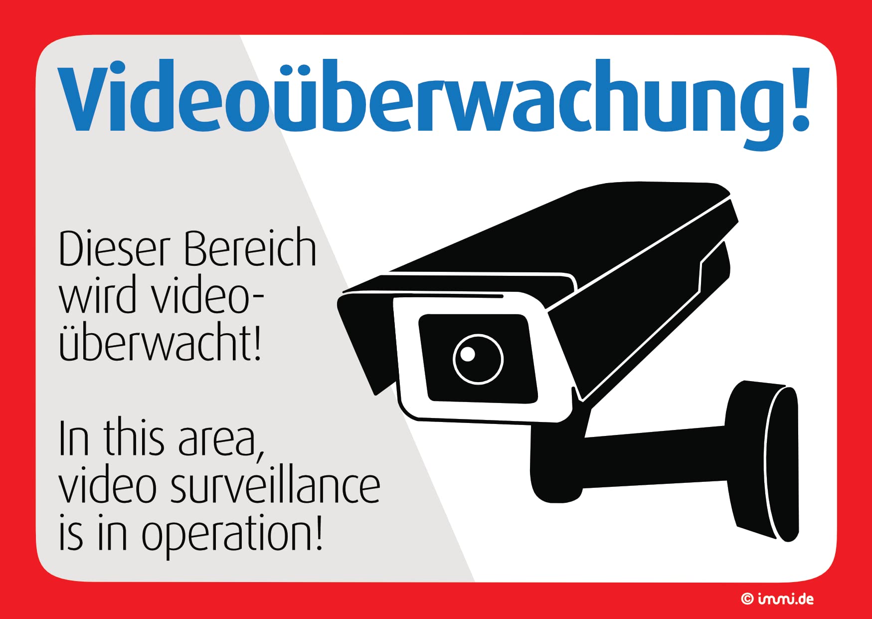 immi 4x Videoüberwachung, Dieser Bereich wird videoüberwacht, A6