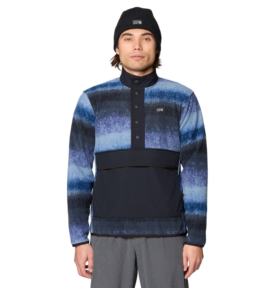 Mountain Hardwear Men's Microchill Snap Pullover, Lapis Dusk Gradient Stripe, L