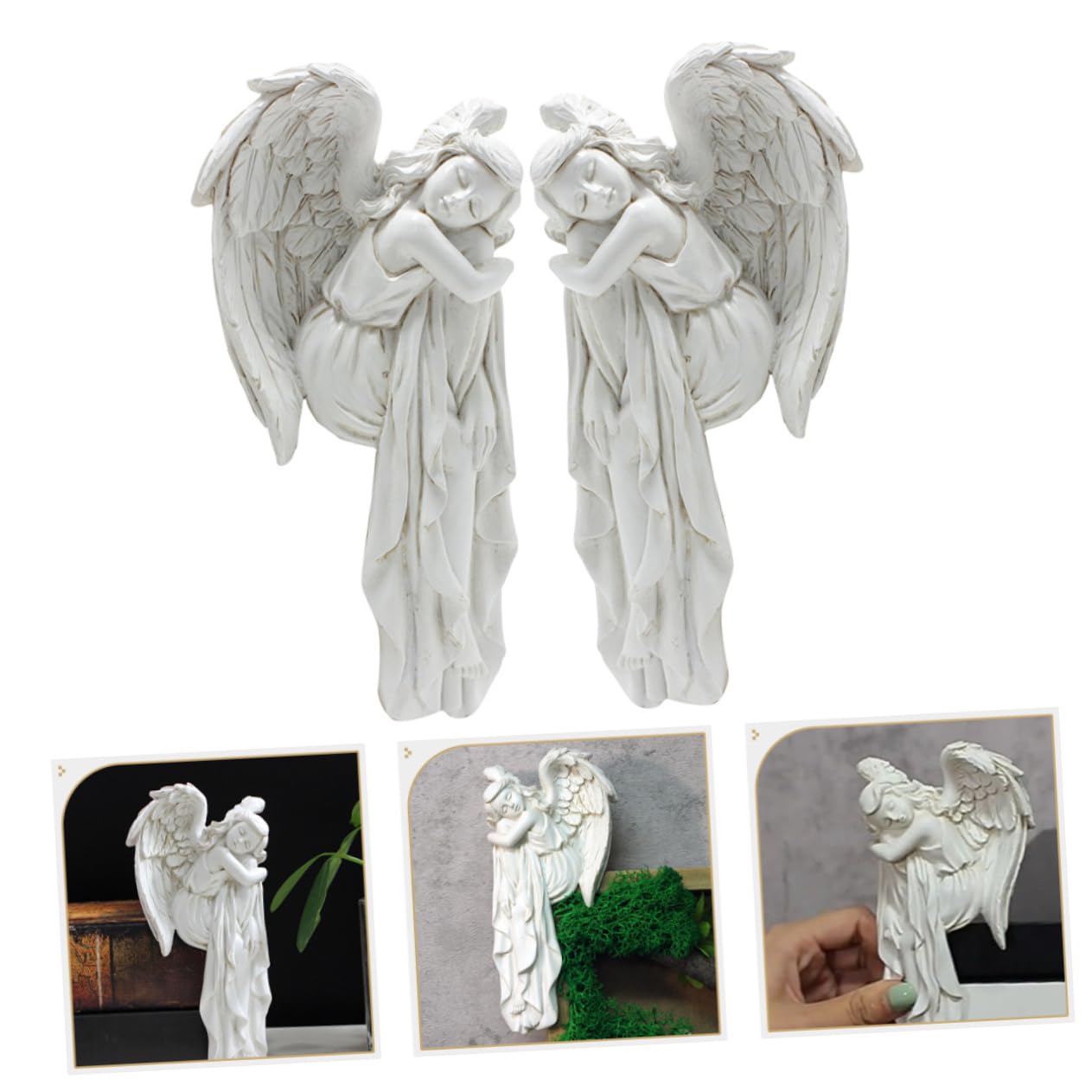 Decorazione Angelo in Resina per Cornice Porta Bianca 2 Pezzi Ornamento Classico per Finestre e Porte Casa Natale