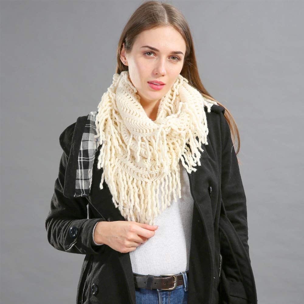 stylesilove Sciarpa da donna in maglia morbida con nappe infinito - 8 colori