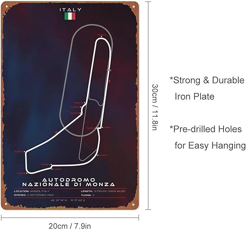 Miniatura 2 de Monza Circuit Poster Metal Sign Tin Metal Retro Wall Decor for Home,Street,Gate,Bars,Club
