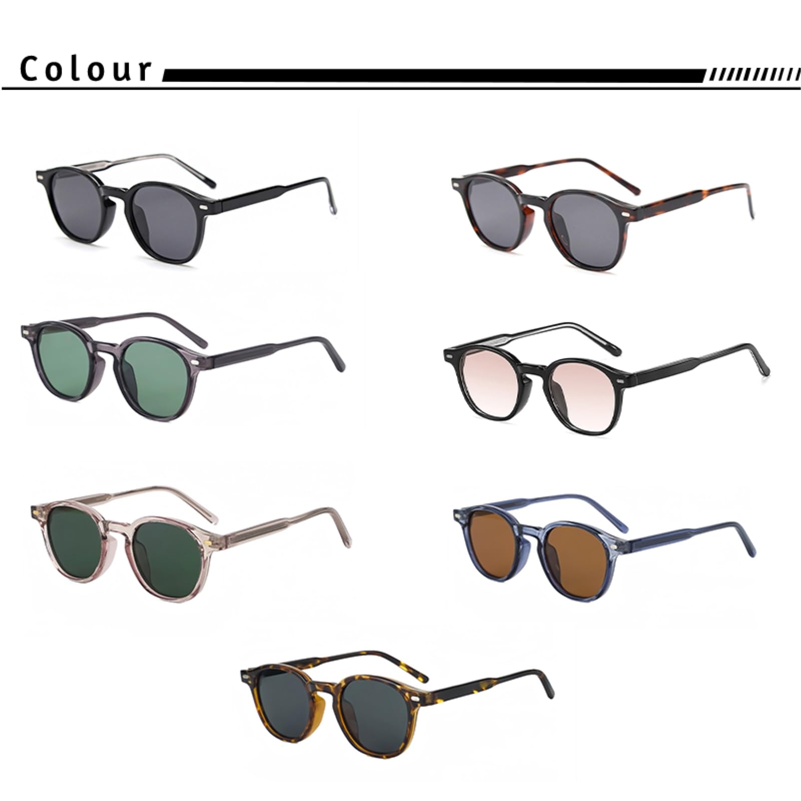 Gafas de Sol Redondas Polarizadas Tr90 Patas Núcleo Metal Uv400 Pesca Al Aire Libre 3 Piezas Conjunto Completo Regalo Viajes Uso Diario-c03-c08-c09
