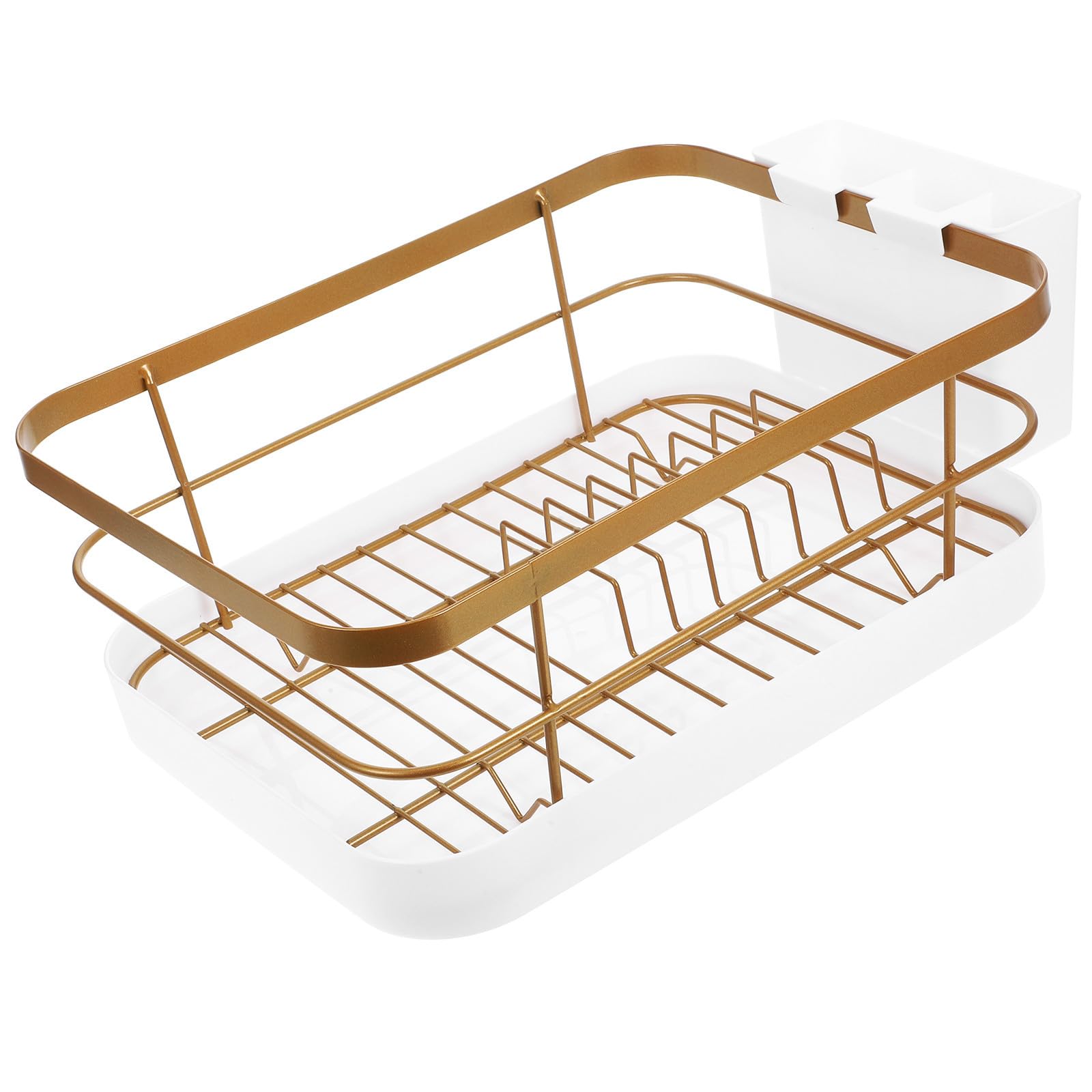 VILLCASE Platos Fácil de Limpiar para Cocina Acero al Carbono Dorado y Pp Escurridor Soporte para Platos y Cuencos Gran Capacidad Diseño Moderno