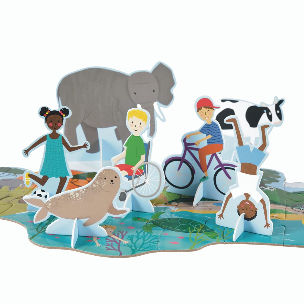 Floss & Rock Riesiges Boden-Puzzle mit ausklappbaren Figuren, 60 Stück, One World 43P6369