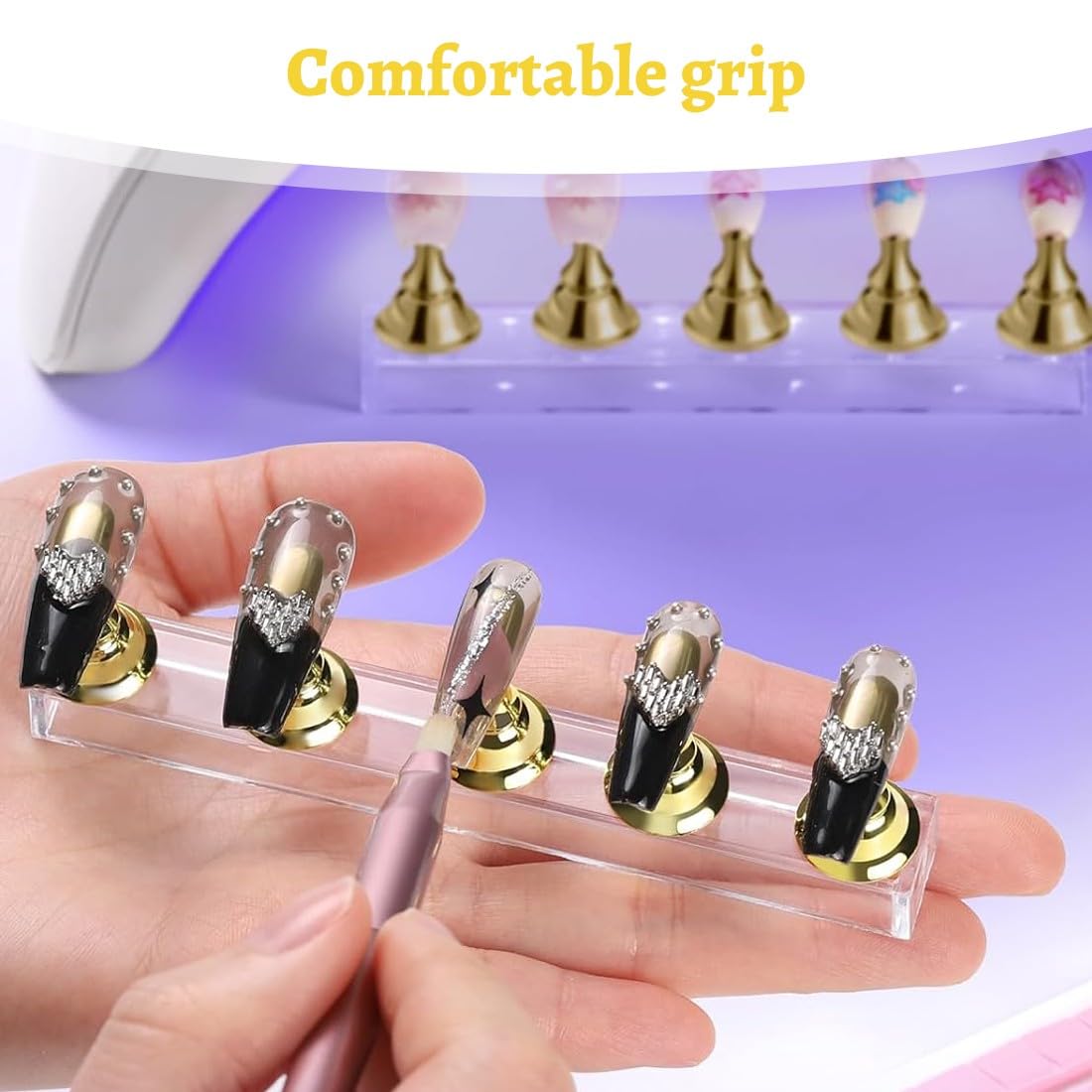 JEYORZY 2 Set Supporto Espositore Unghie Display Magnetico,Acrilico Unghie Display Stand Magnetico,per Manicure Domestico e Salone Viene Fornito,con 200 Adesivi