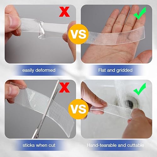 Miniatura 4 de Prenesa Cinta adhesiva reutilizable de doble cara resistente, núcleo de filamento extraíble, cinta de montaje nano transparente y resistente,