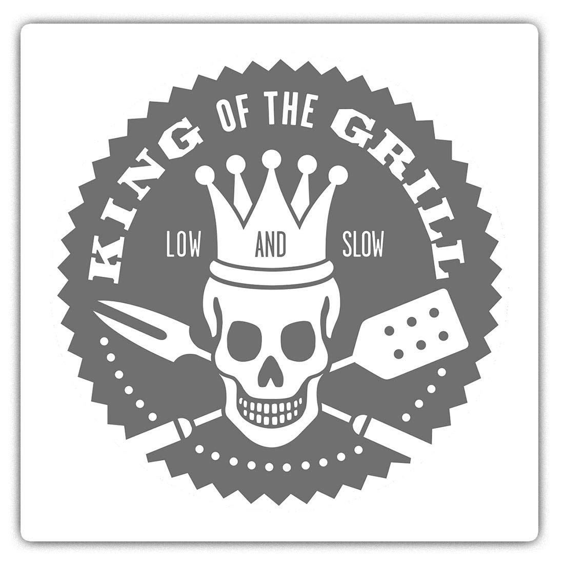 2 x 10cm Square Vinyl Stickers - BBQ King of The Grill Barbeque Decals 40205