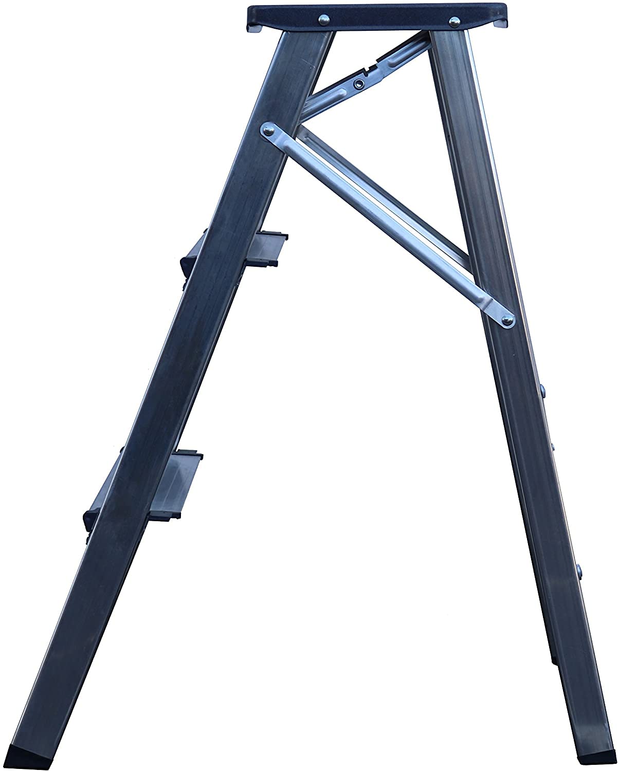 Taburete Plegable Escalera Aluminio 3 peldaños de Tijera Super Resistente hasta 150Kg Acero y alumino Antideslizante Altura de Trabajo hasta 245cm (3 Peldaños)