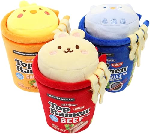 Miniatura 4 de Anirollz 15 cm de felpa oficial con diseño de Nissin Cup Noodle + Top Ramen Suave, blando, cálido, lindo, cómodo, seguro Almohada con cachorro,