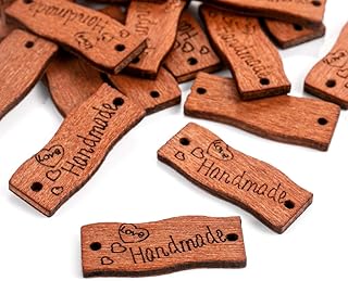 100 bottoni ad etichetta in legno fatti a mano, per cucito, fai da te, decorazioni per abiti, gioielli, accessori