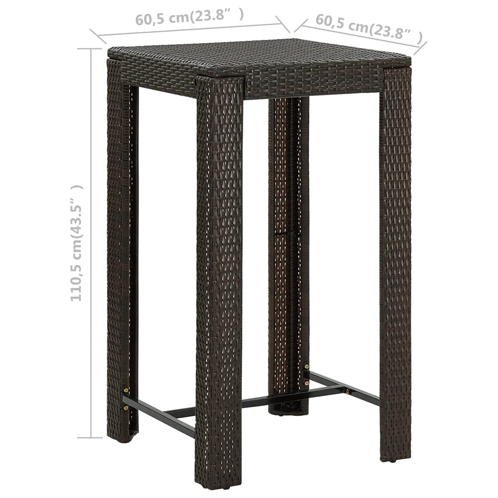 VidaXL Tavolo Da Giardino In Polyrattan Marrone 60,5x106 Cm - Elegante, Moderno E Resistente Per Esterni E Interni