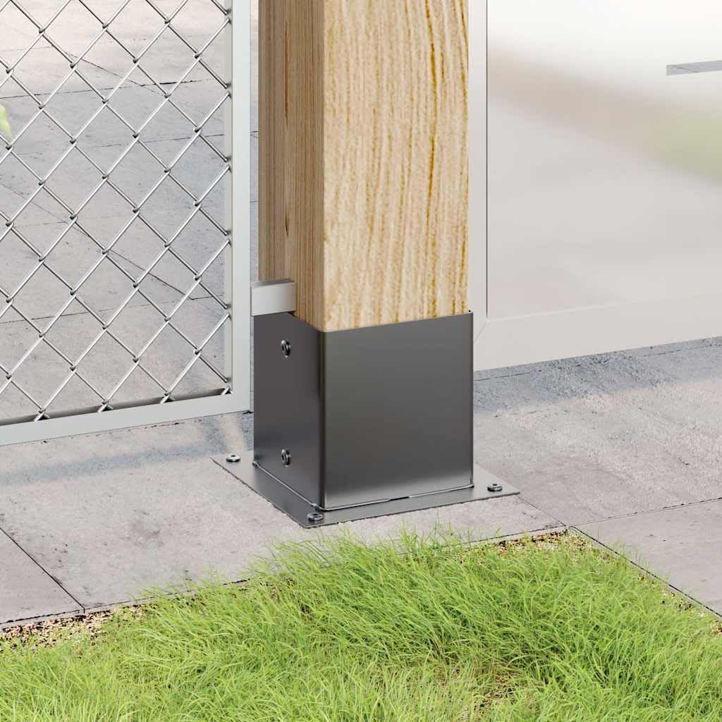Postes cuadrados de 141 x 141 mm, acero con recubrimiento en polvo, 4 unidades, antracita, para postes de vallas, postes de madera, postes de metal, soporte de montaje, limitación de jardín