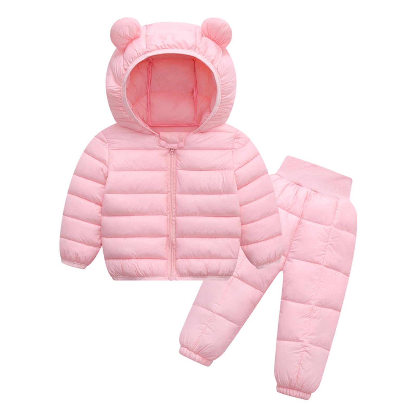 CHICTRY Tuta da Sci Invernale Bambina Neonato 2 Pezzi Invernale Giacca con Cappuccio Piumino e Pantaloni Larghi Tuta da Neve Calda Snowsuit Outwear Unisex