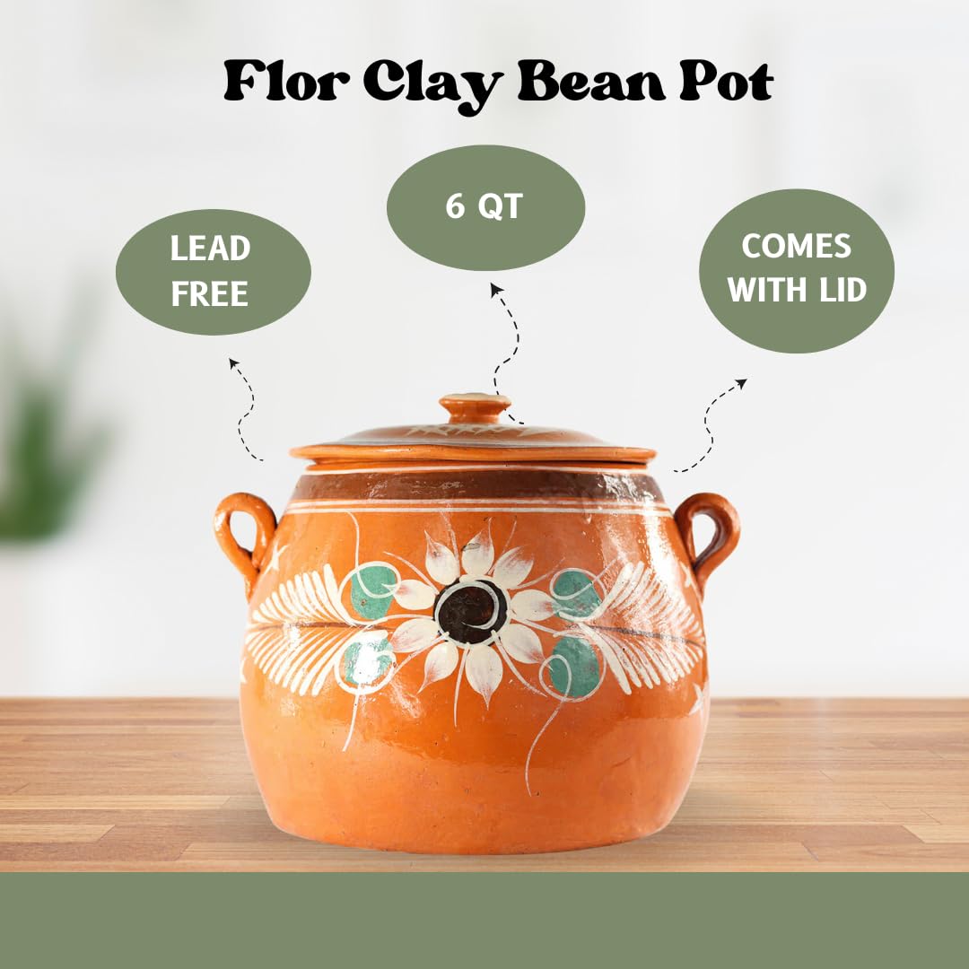 Amazon.com: Flor Clay Bean Pot with Lid 6 qt: Home & Kitchen