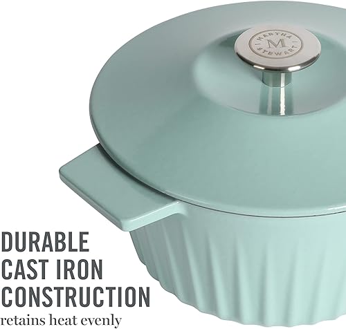 Miniatura 4 de Martha Stewart Eastholm - Horno holandés de hierro fundido esmaltado de 3 cuartos de galón, color azul Martha
