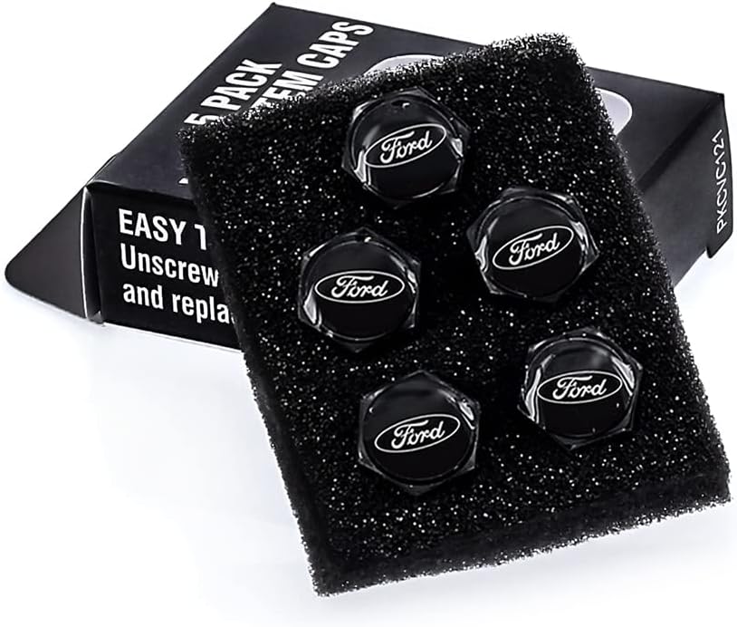 Ford Logo Black Valve Cap Covers (Black White)