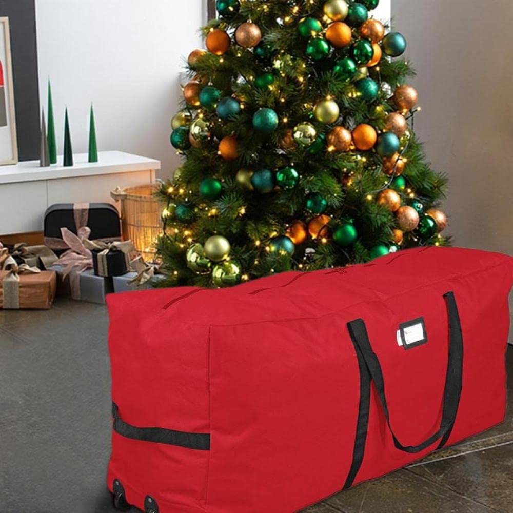 NOBRIM Weihnachtsbaum-Aufbewahrungstasche, großer, strapazierfähiger Aufbewahrungsbehälter mit 3 Rädern und Griffen, passend für 9 Fuß hohe, zerlegte Weihnachtsbäume