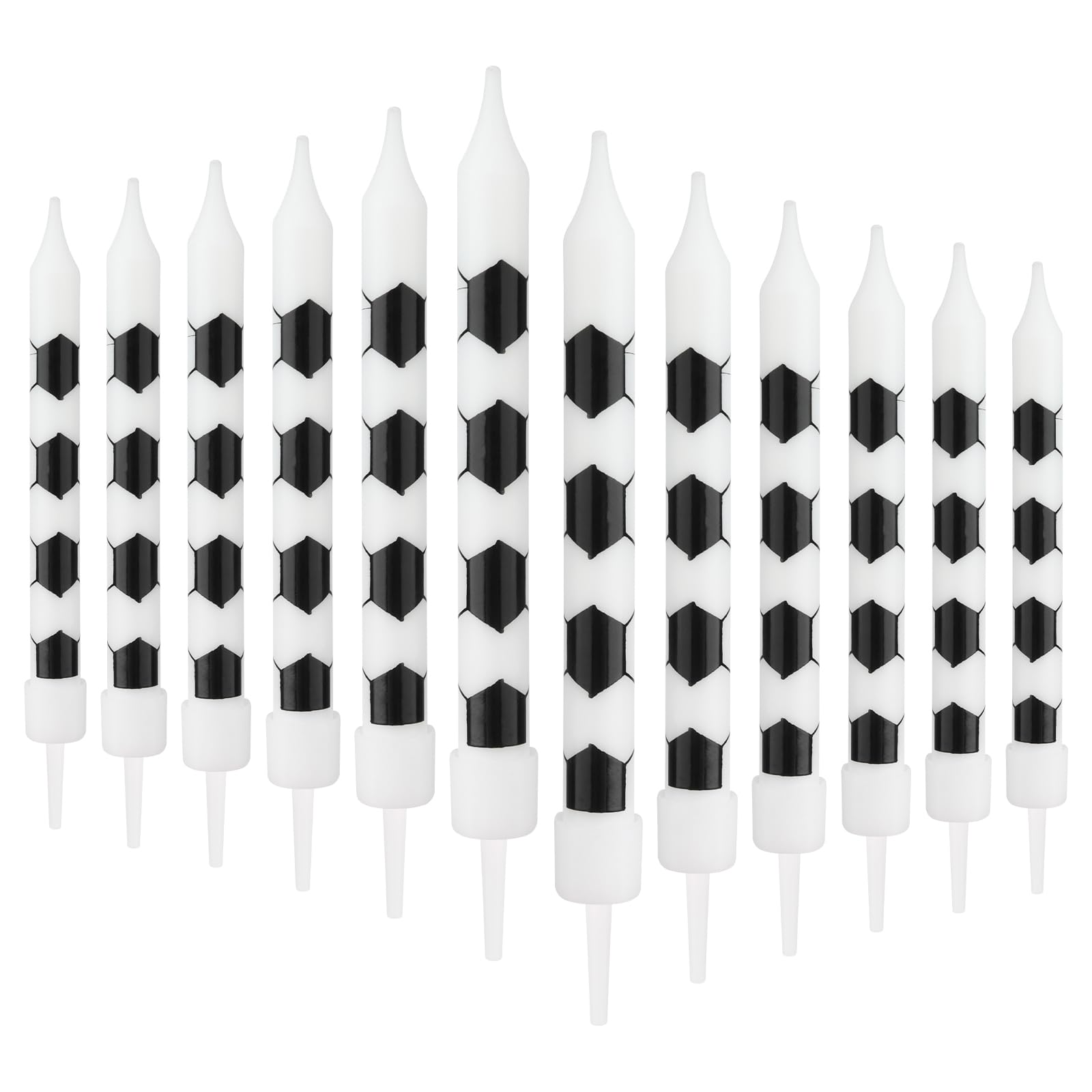iNINGER Football Themed Birthday Candles,12 Pcs Black and White Football Themed Long Candles Set,Cake Decorating Supplies Unscented Candles Cake Topper Decorations Theme Party Candles