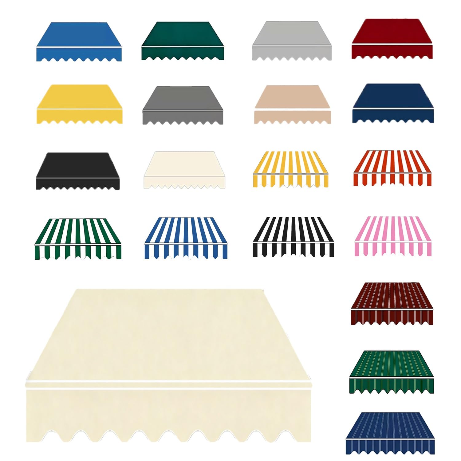 Awning Waterproof Fabric Replacement, 2 3.5 3.8 5 6 m Polyester Canopy Cover for Deck Backyard Garden Balcony, Many Sizes Sun Shade Canvas Cloth with UV Protection(Beige,B4.5mxH3.0m)
