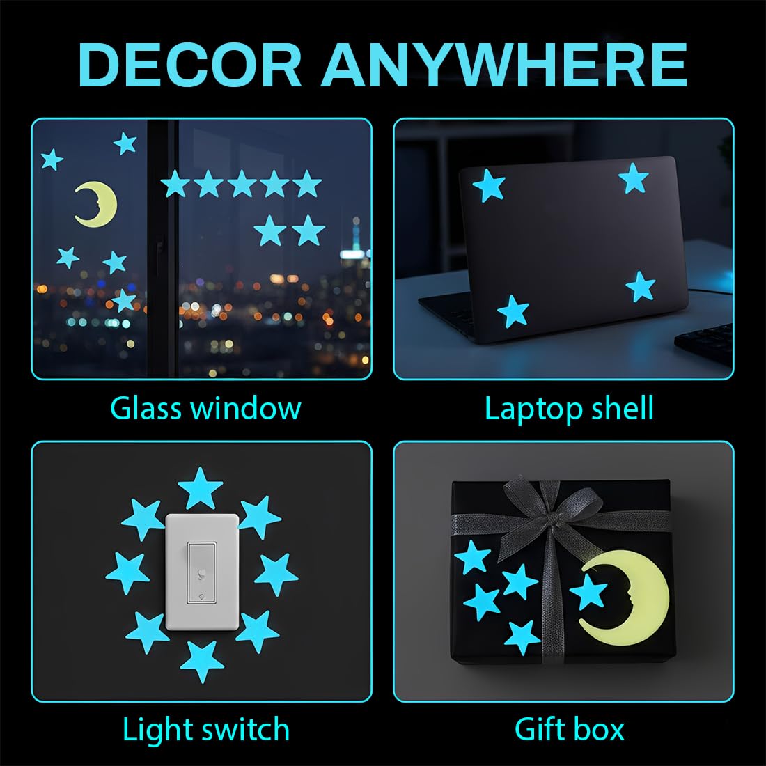 Estrellas Fosforescentes 3D 103 Piezas Para Techo, Decoración Luminosa Para Niños