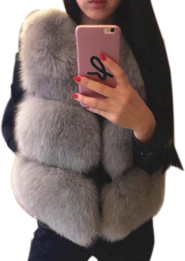 Friendshop Women Winter Casual Faux Fur Vest Waistcoat Warm Coat Outwear Gilet