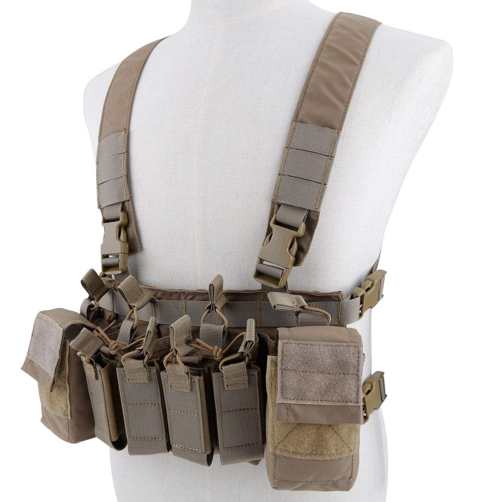 Harnais réglable en X pour Gilet de Torse avec 5,56 Pochettes de Fusil de 9 mm pour Airsoft Shooting Wargame Paintball