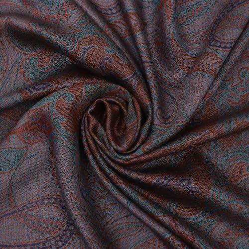 Image of EH KANI GOLD & JAMAWAR SILK SUPER SOFT FLORAL & PAISLEY PASHMINA STOLE SCARF