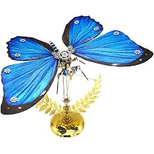 3D Metal Puzzle Model, Mechanical Blue Morpho Butterflies Steampunk 3D Metal Jigsaw Puzzles Assembly Kits, Home Decor for Adults and Teens 100 PCS